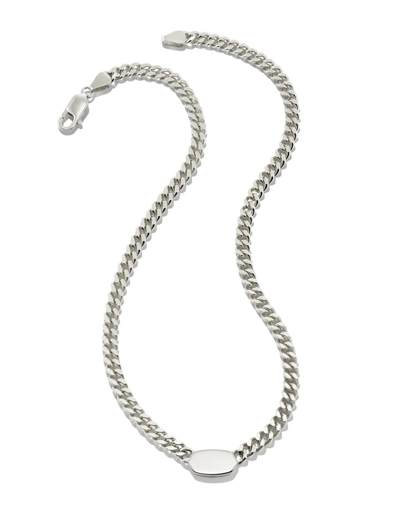 Elisa Curb Chain Necklace In Sterling Silver 3 Elisa Curb Chain Necklace In Sterling Silver