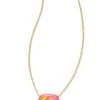Elisa Gold Enamel Framed Short Pendant Necklace In Sunset Ombre Illusion -Jewelry Shop kendra scott elisa enamel frame short pendant necklace gold sunset ombre illusion 00