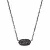 Elisa Pendant Necklace In Black Drusy -Jewelry Shop kendra scott elisa gunmetal pendant necklace in black drusy 00 default lg
