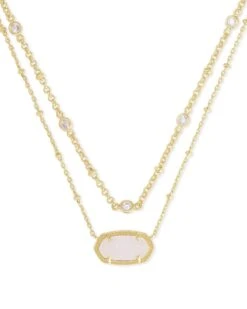 Elisa Gold Multi Strand Necklace In Iridescent Drusy