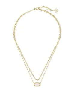 Elisa Gold Multi Strand Necklace In Iridescent Drusy -Jewelry Shop kendra scott elisa multi strand necklace gold iridescent drusy 01 lg