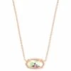 Elisa Rose Gold Pendant Necklace In Dichroic Glass -Jewelry Shop kendra scott elisa necklace rose gold dichroic 00 lg