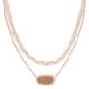 Elisa Rose Gold Multi Strand Necklace In Rose Gold Drusy -Jewelry Shop kendra scott elisa necklace rose gold rose gold drusy 00 lg