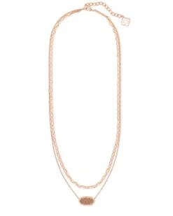 Elisa Rose Gold Multi Strand Necklace In Rose Gold Drusy -Jewelry Shop kendra scott elisa necklace rose gold rose gold drusy 01 lg