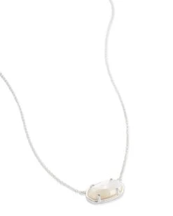 Elisa Sterling Silver Pendant Necklace In Ivory Mother-of-Pearl -Jewelry Shop kendra scott elisa necklace sterling silver ivory mother of pearl 02 lg