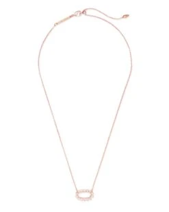 Elisa Open Frame Crystal Pendant In Rose Gold -Jewelry Shop kendra scott elisa open frame cz necklace rose gold white cz 01 lg