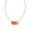 Elisa 18k Gold Vermeil Pendant Necklace In Pink Rhodochrosite -Jewelry Shop kendra scott elisa pendant necklace 18k yellow gold vermeil pink rhodochrosite 00