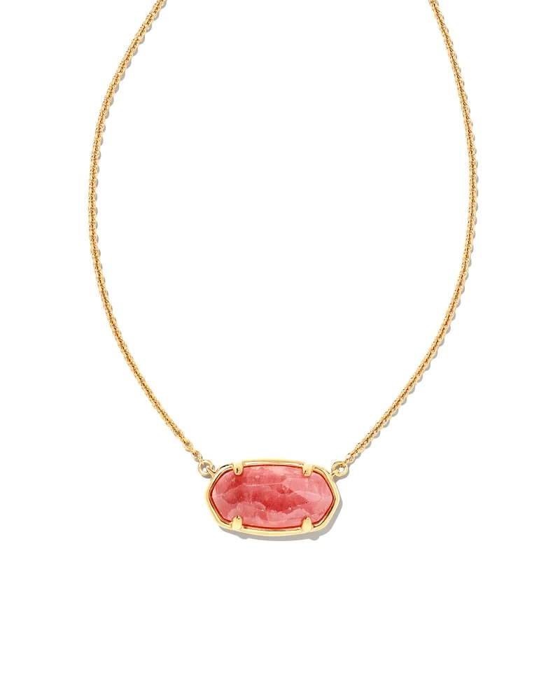 Elisa 18k Gold Vermeil Pendant Necklace In Pink Rhodochrosite 3 Elisa 18k Gold Vermeil Pendant Necklace In Pink Rhodochrosite
