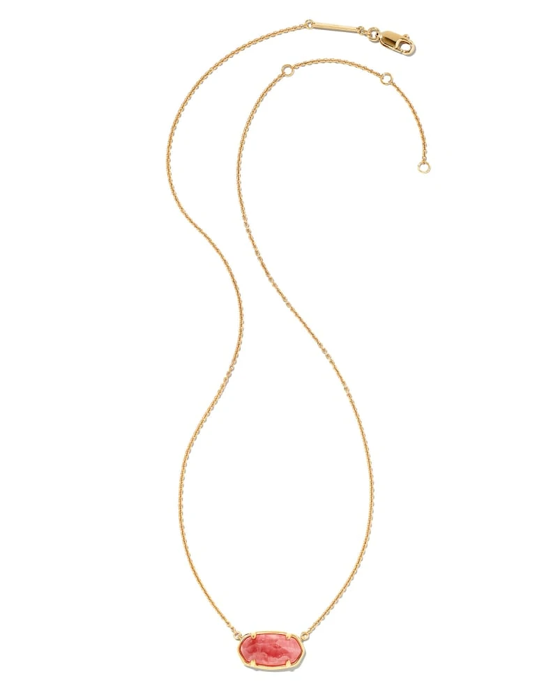 Elisa 18k Gold Vermeil Pendant Necklace In Pink Rhodochrosite 4 Elisa 18k Gold Vermeil Pendant Necklace In Pink Rhodochrosite - Image 2