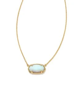 Elisa 18k Gold Vermeil Pendant Necklace In White Sterling Opal