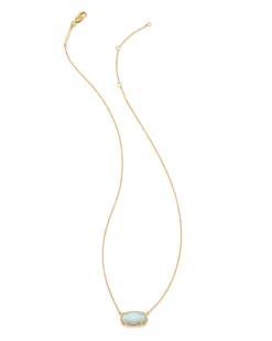 Elisa 18k Gold Vermeil Pendant Necklace In White Sterling Opal -Jewelry Shop kendra scott elisa pendant necklace 18k yellow gold vermeil white sterling opal 01