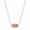 Elisa Rose Gold Pendant Necklace In Rose Gold Drusy -Jewelry Shop kendra scott elisa rose gold pendant necklace in rose gold drusy 00 default lg