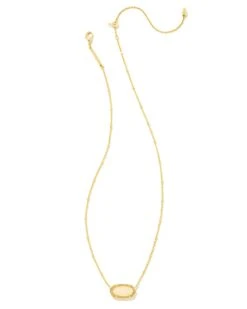 Elisa Gold Satellite Short Pendant Necklace In Yellow Kyocera Opal -Jewelry Shop kendra scott elisa satellite short pendant necklace gold yellow kyocera opal 00