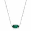 Elisa Silver Pendant Necklace In Emerald Cat's Eye -Jewelry Shop kendra scott elisa silver pendant necklace in emerald cats eye 00 default lg