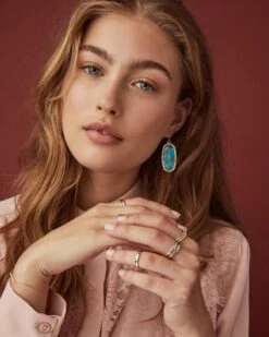 Elle Gold Drop Earrings In Abalone Shell -Jewelry Shop kendra scott elle earring gold bronze veined turquoise magnesite 04 lg