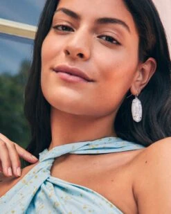 Elle Silver Drop Earrings In Ivory Mother-Of-Pearl -Jewelry Shop kendra scott elle statement earrings ivory mother of pearl