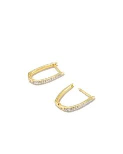 Ellen Luxe 18k Gold Vermeil Huggie Earrings In White Sapphire -Jewelry Shop kendra scott ellen luxe huggie earrings 18k yellow gold vermeil white sapphire 01