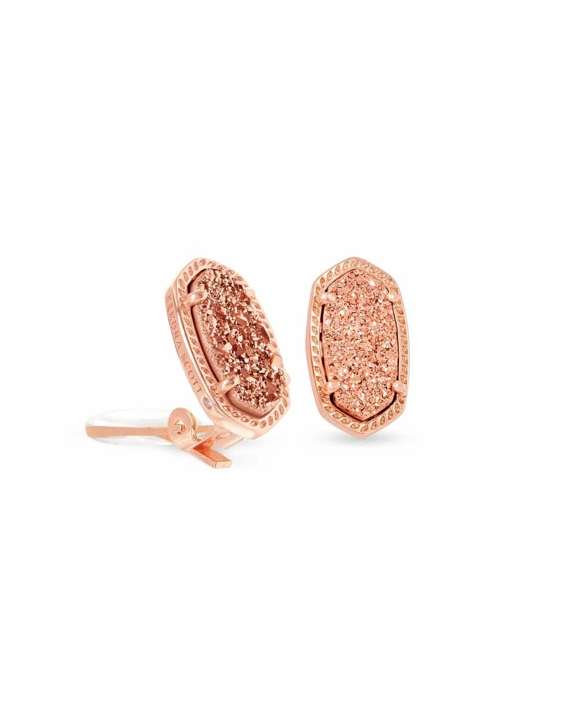 Ellie Clip On Rose Gold Stud Earrings In Rose Gold Drusy 3 Ellie Clip On Rose Gold Stud Earrings In Rose Gold Drusy