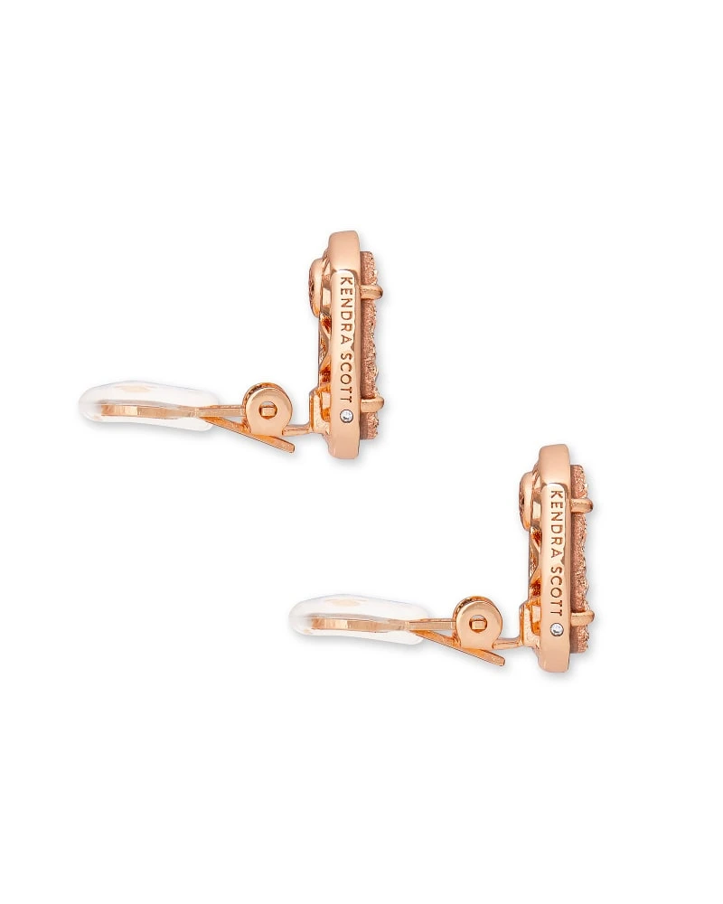 Ellie Clip On Rose Gold Stud Earrings In Rose Gold Drusy 5 Ellie Clip On Rose Gold Stud Earrings In Rose Gold Drusy - Image 3