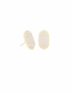 Ellie Gold Stud Earrings In Iridescent Drusy