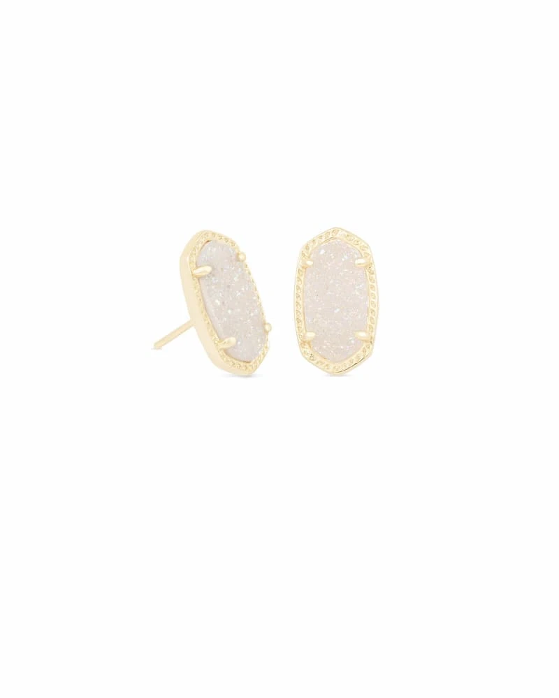 Ellie Gold Stud Earrings In Iridescent Drusy 3 Ellie Gold Stud Earrings In Iridescent Drusy