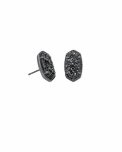 Ellie Gunmetal Stud Earrings In Black Drusy