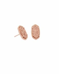 Ellie Rose Gold Stud Earrings In Rose Gold Drusy