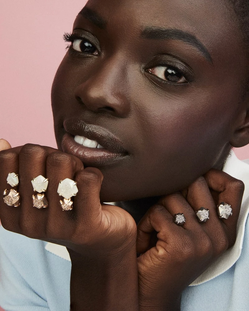 Ellms Silver Two Finger Ring In Platinum Drusy 4 Ellms Silver Two Finger Ring In Platinum Drusy - Image 2