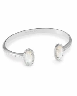 Elton Silver Cuff Bracelet In Ivory Mother-of-Pearl
