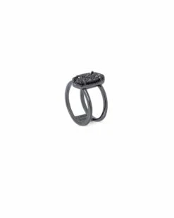 Elyse Gunmetal Ring In Black Drusy -Jewelry Shop kendra scott elyse gunmetal band ring in black drusy 01 default lg