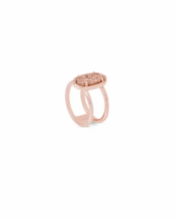 Elyse Rose Gold Ring In Rose Gold Drusy -Jewelry Shop kendra scott elyse rose gold band ring in rose gold drusy 01 default lg