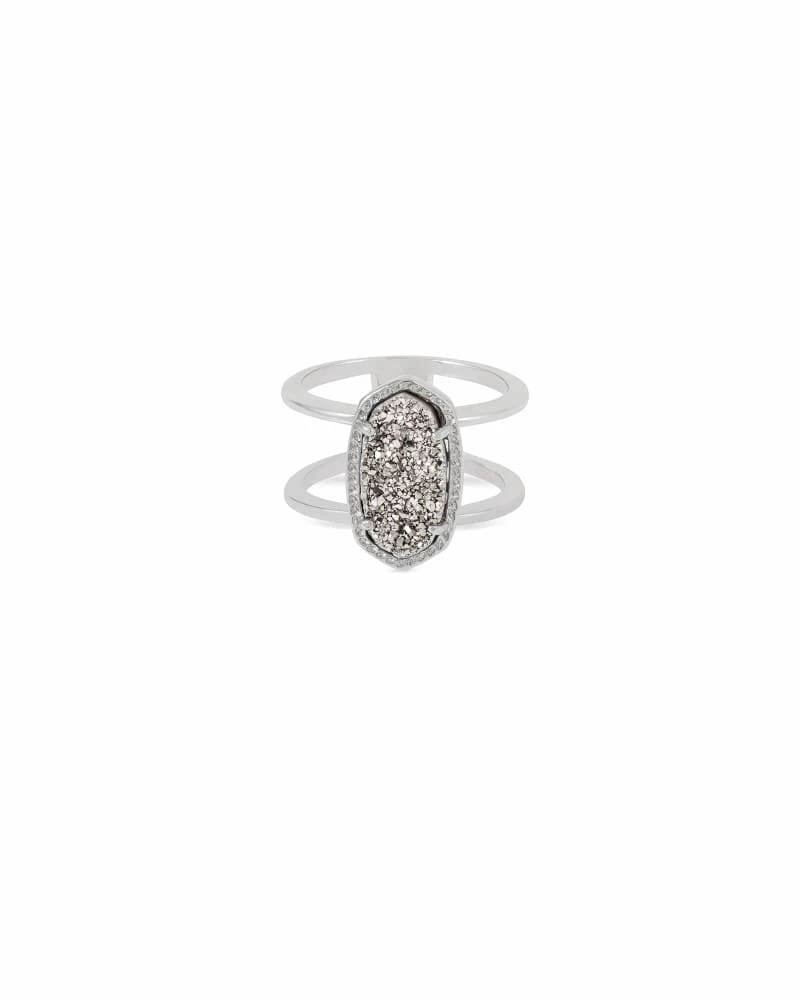 Elyse Silver Ring In Platinum Drusy 3 Elyse Silver Ring In Platinum Drusy