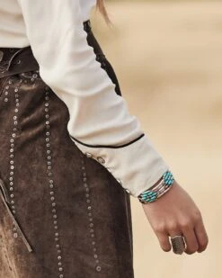 Ember Silver Statement Cuff Bracelet In Variegated Turquoise Magnesite -Jewelry Shop kendra scott ember statement cuff bracelet rhodium variegated turquoise magnesite 00