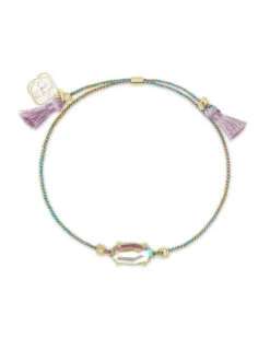 Everlyne Multicolor Cord Friendship Bracelet In Dichroic Glass