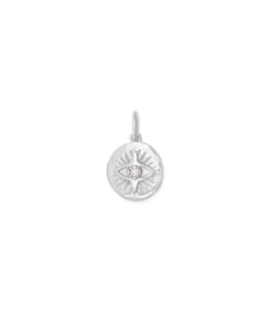 Evil Eye Coin Charm In Sterling Silver