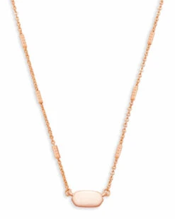 Fern Pendant Necklace In Rose Gold