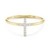 Cross 14k Yellow Gold Band Ring In White Diamond -Jewelry Shop kendra scott fine cross ring 14k gold wt diamond 00 lg201