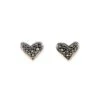 Heart 14k Yellow Gold Stud Earrings In Black Diamond -Jewelry Shop kendra scott fine heart stud earrings 14k yellow gold black diamond 01 lg