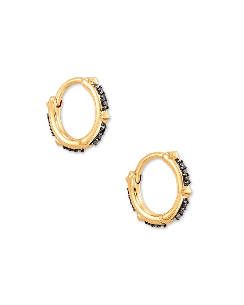 Jett 14k Yellow Gold Huggie Earrings In Black Diamond 3 Jett 14k Yellow Gold Huggie Earrings In Black Diamond