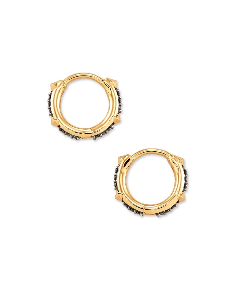 Jett 14k Yellow Gold Huggie Earrings In Black Diamond 4 Jett 14k Yellow Gold Huggie Earrings In Black Diamond - Image 2