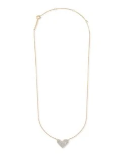 Large Heart 14k Yellow Gold Pendant Necklace In White Diamond -Jewelry Shop kendra scott fine lg heart pendant necklace 14k gold wt diamond 01 lg