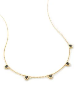 Shannon 14k Yellow Gold Collar Necklace In Black Diamond -Jewelry Shop kendra scott fine shannon strand necklace 14k yellow gold black diamond 02 lg