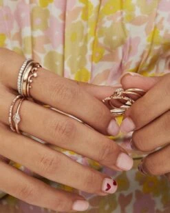 Whitney 14k Yellow Gold Band Ring In White Diamond -Jewelry Shop kendra scott fine whitney band ring lg