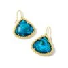 Framed Kendall Gold Large Drop Earrings In Teal Abalone -Jewelry Shop kendra scott framed kendall large drop earrings gold blue glass iridescent abalone 00