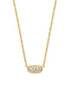 Grayson Gold Pendant Necklace In White Crystal
