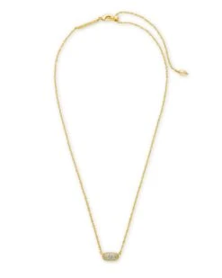 Grayson Gold Pendant Necklace In White Crystal -Jewelry Shop kendra scott grayson crystal pendant necklace gold white crystal 01 lg