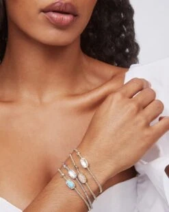 Grayson Silver Stretch Bracelet In Ivory Mother-of-Pearl -Jewelry Shop kendra scott grayson stretch bracelet all colorways