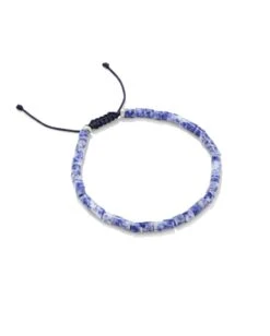 Grey Oxidized Sterling Silver Beaded Bracelet In Sodalite