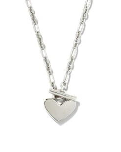 Heart Padlock Pendant Necklace In Sterling Silver -Jewelry Shop kendra scott heart padlock chain necklace sterling silver 01