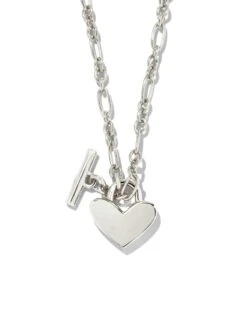 Heart Padlock Pendant Necklace In Sterling Silver -Jewelry Shop kendra scott heart padlock chain necklace sterling silver 02
